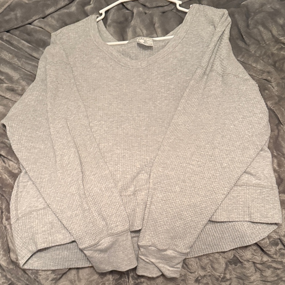 Womens aerie grey waffle off the shoulder size medium
